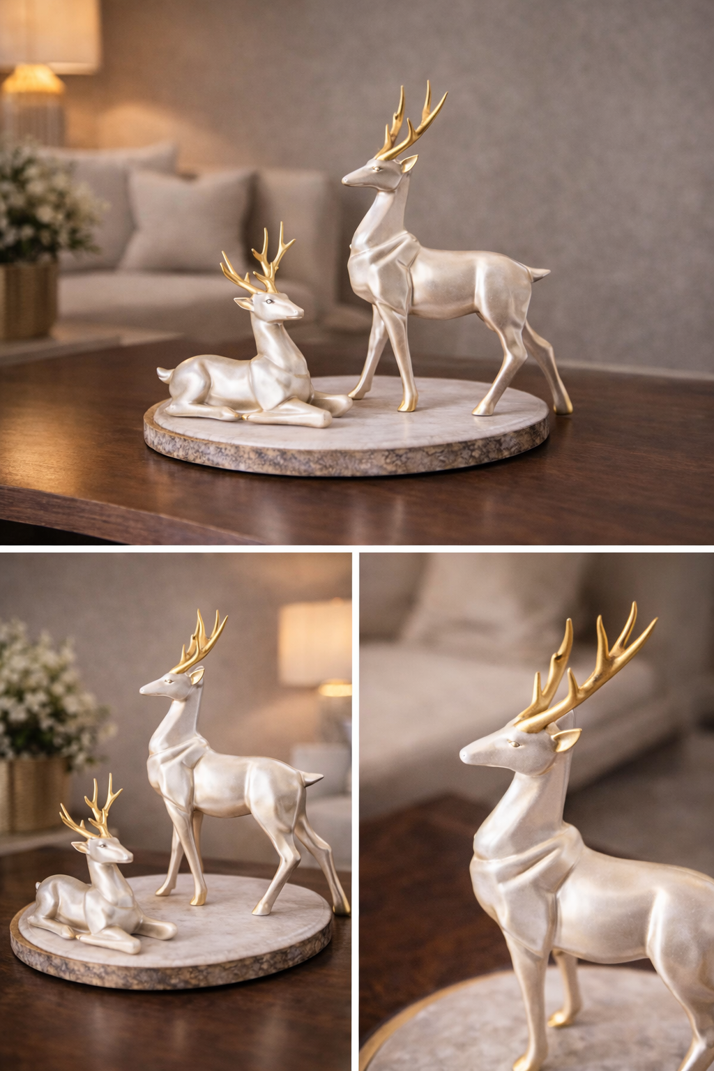 Pearl Hiran Deer Pair Statue