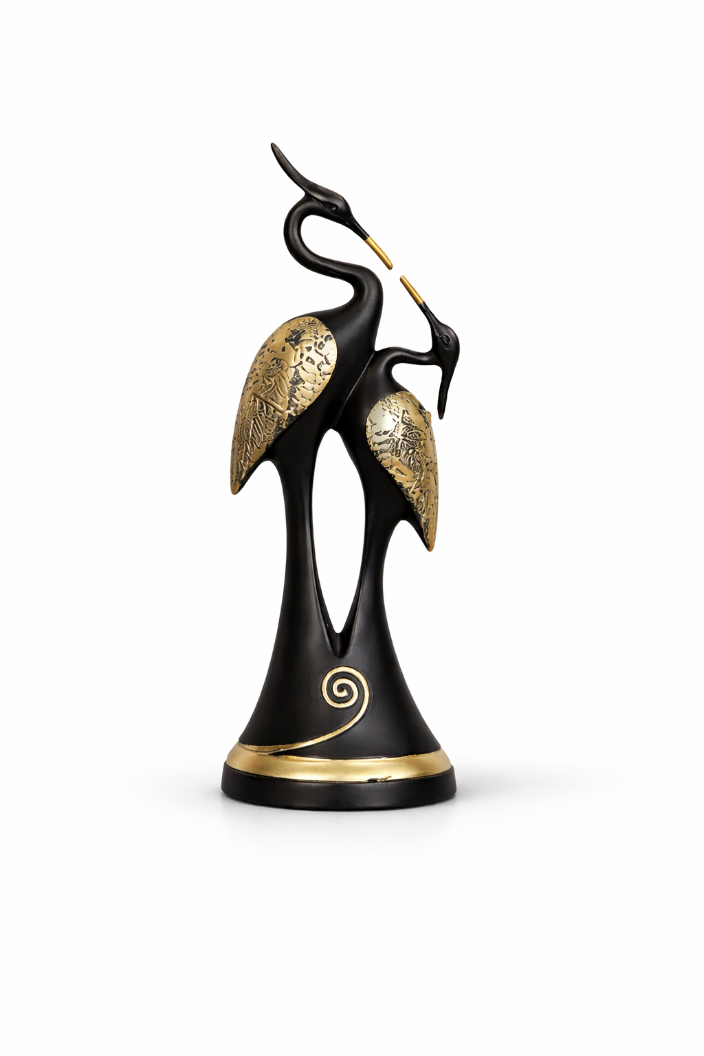 Black Kissing Swan Pair Statue