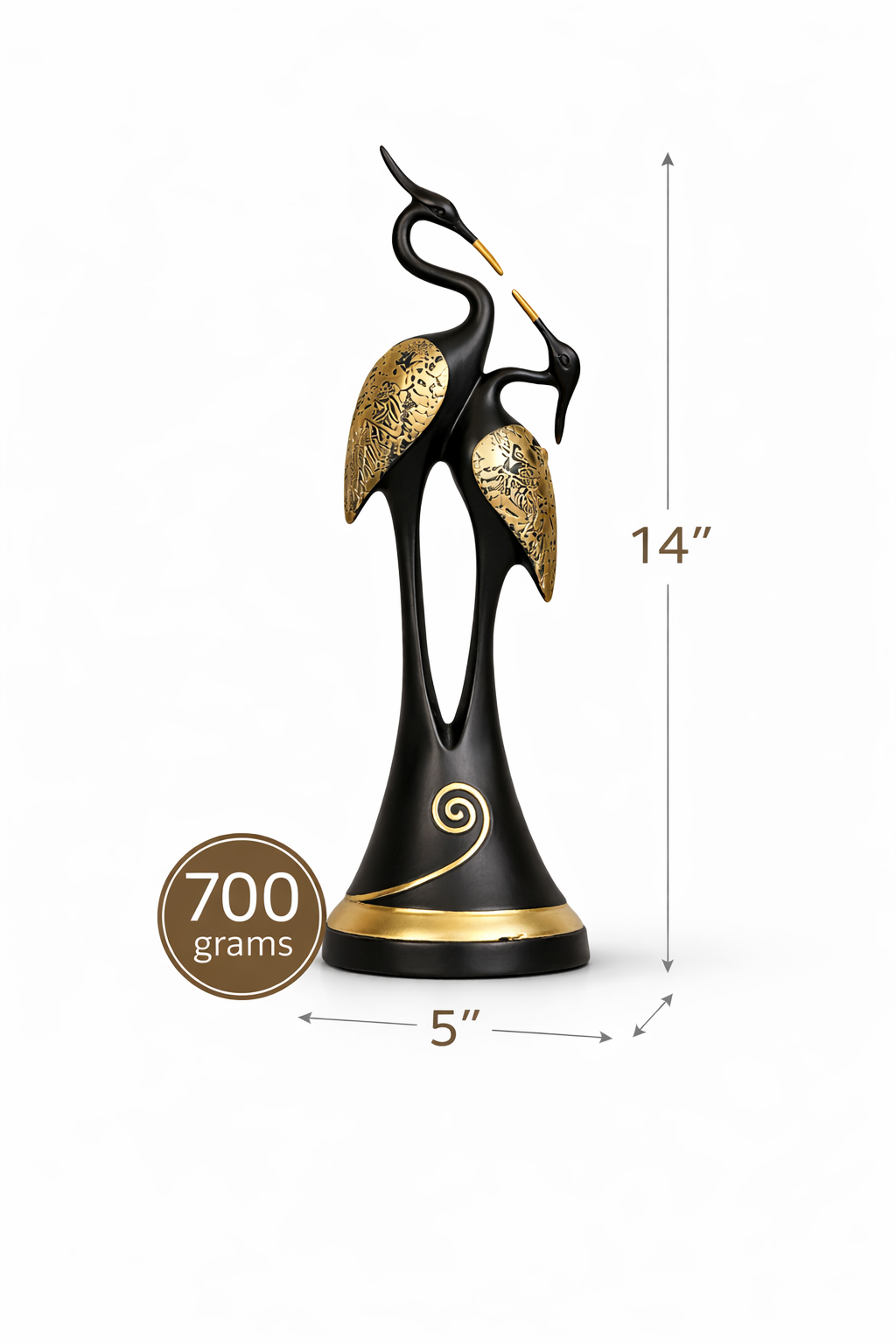 Black Kissing Swan Pair Statue