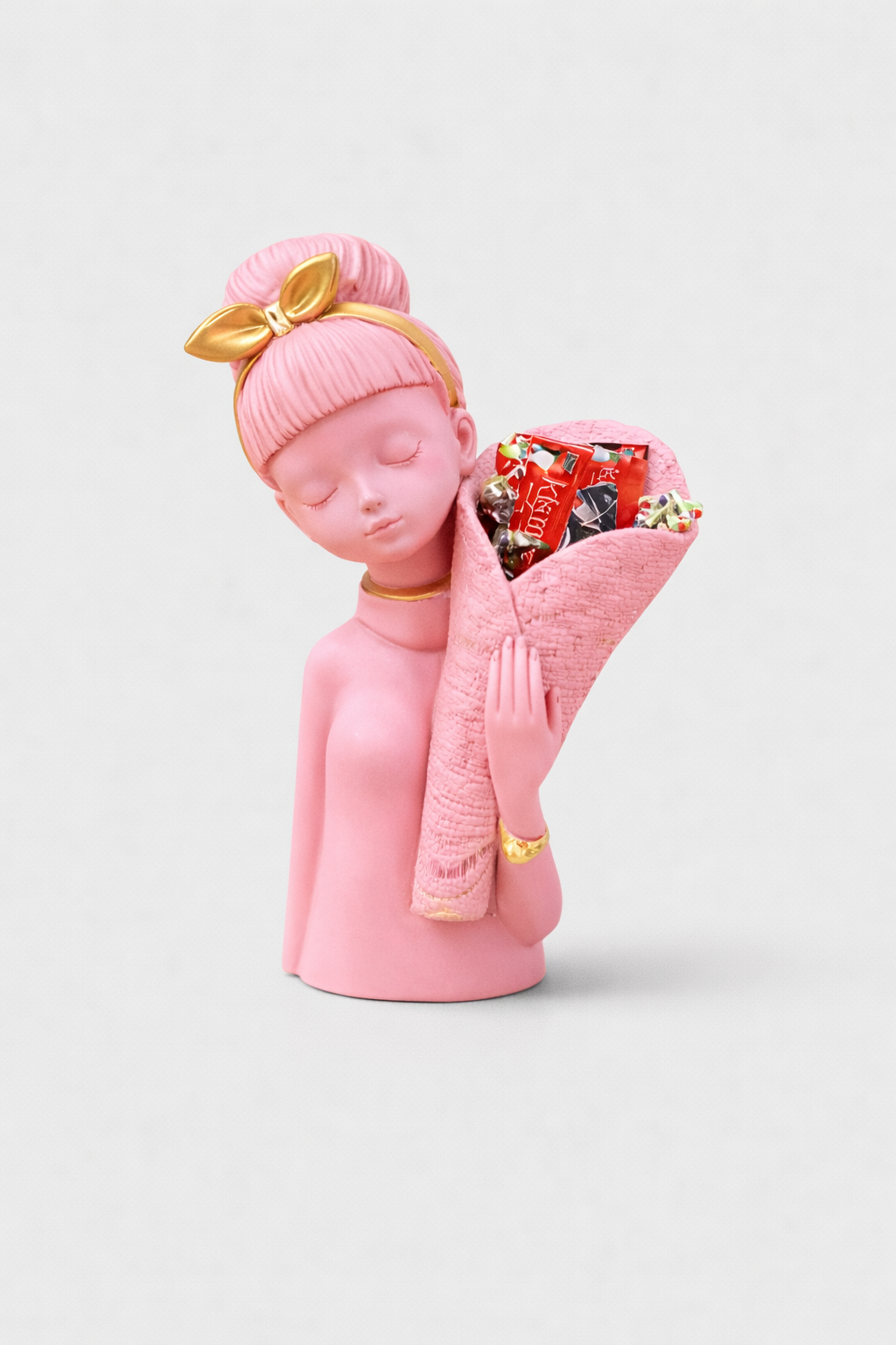 Basket Girl Small Pink resin home decor figurine
