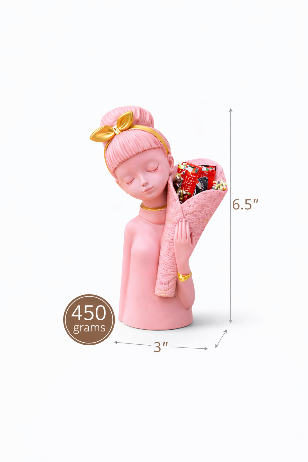 Basket Girl Small Pink resin home decor figurine