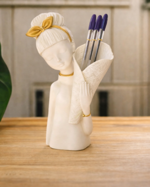 basket girl pen holder statue